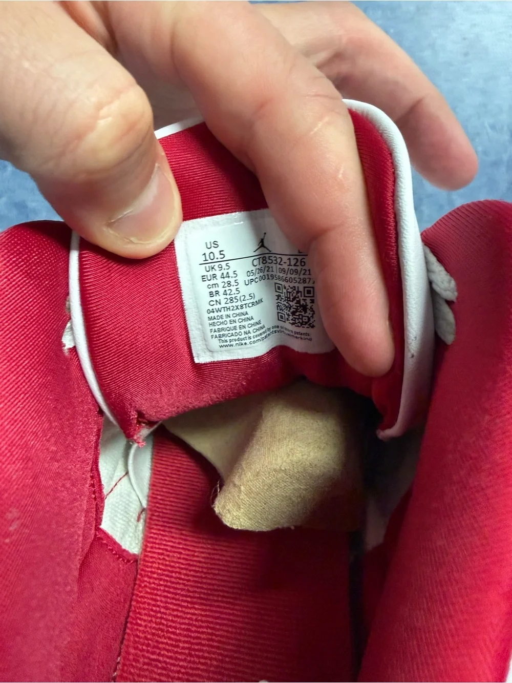 Jordan Men’s White and Red Elephant-Print Sneakers
